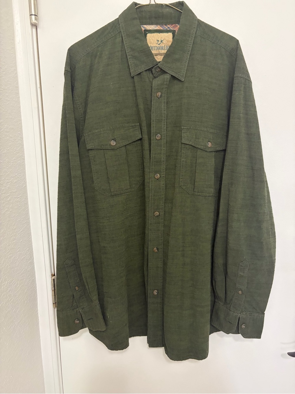 Outdoor Life Men's Dark Olive Button-Up Shirt Jacket